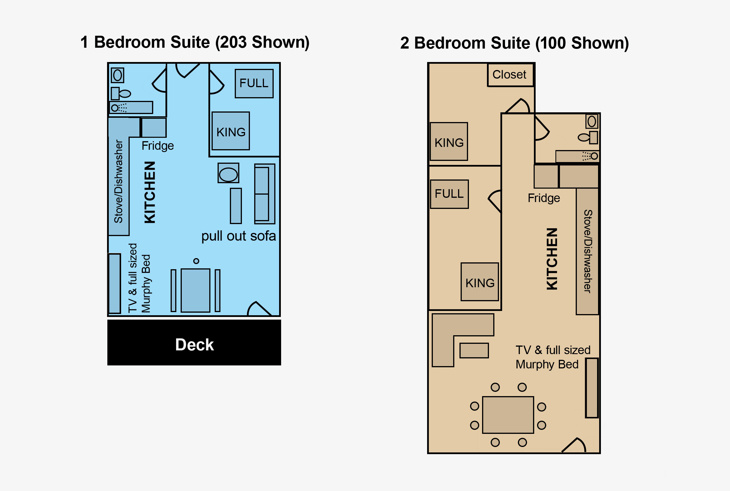 1-2 Bedroom Suites Floorplans